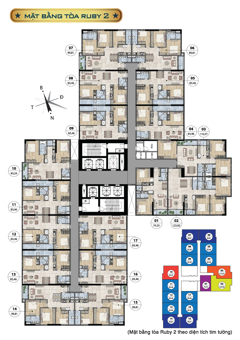 Mặt bằng tòa Ruby 2 Goldmark City