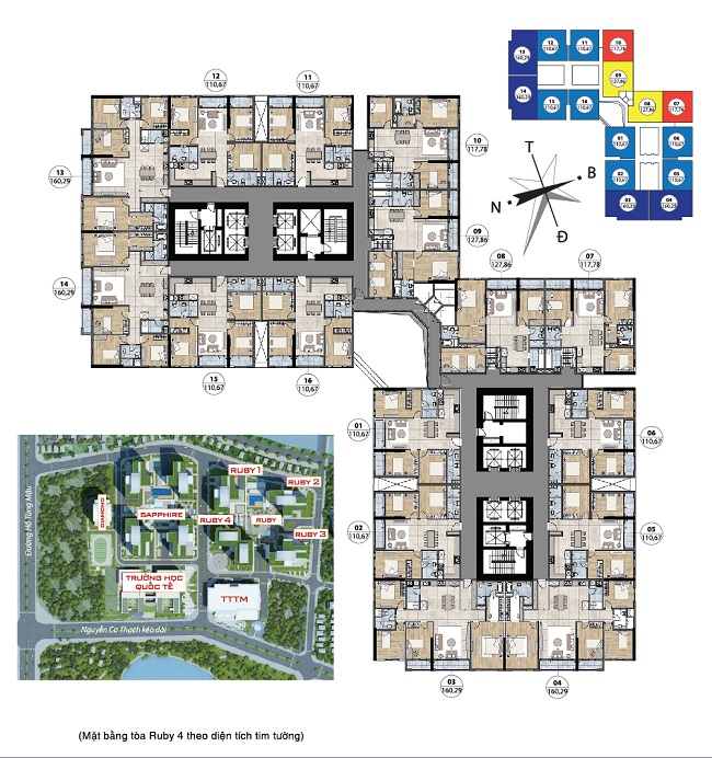 Mặt bằng căn hộ Ruby 4 Goldmark City