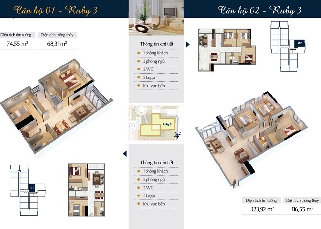 Mặt bằng căn hộ Ruby 3 Goldmark City