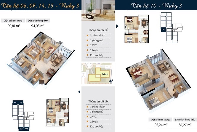 Mặt bằng căn hộ Ruby 3 Goldmark City