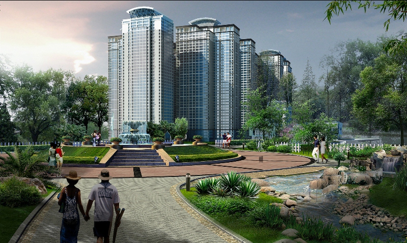 View đài phun nước Goldmark City